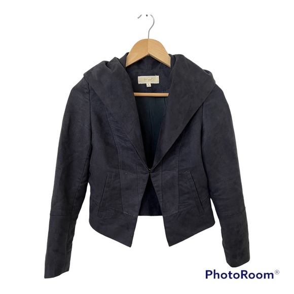 LOST APRIL navy blue suede jacket (small) - Picture 1 of 5